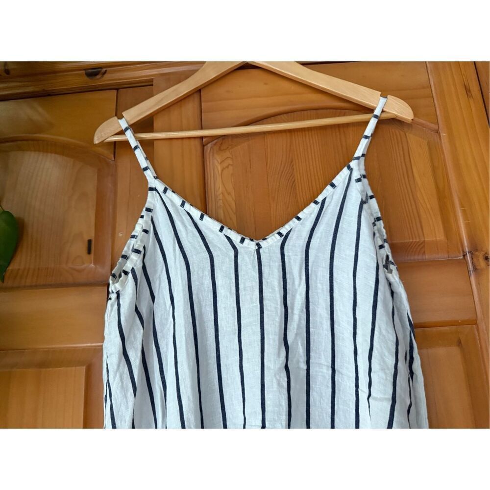 Terzo Millennio Linen Striped Midi Slip Dress Made in Italy Size M - Picture 4 of 11